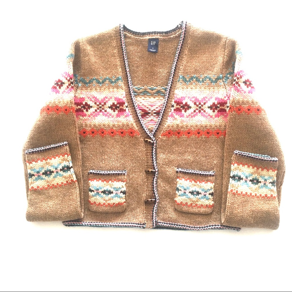 GAP CARDIGAN SWEATER WITH AZTEC PATTERN SZ S